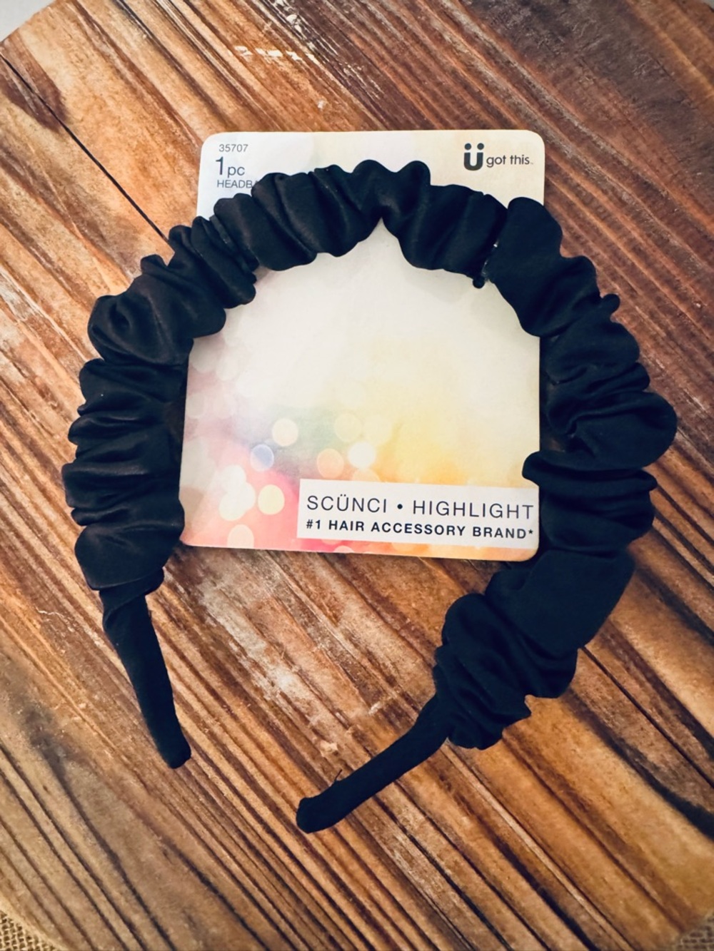 New! Scrunched Silky Black Scunci Headband